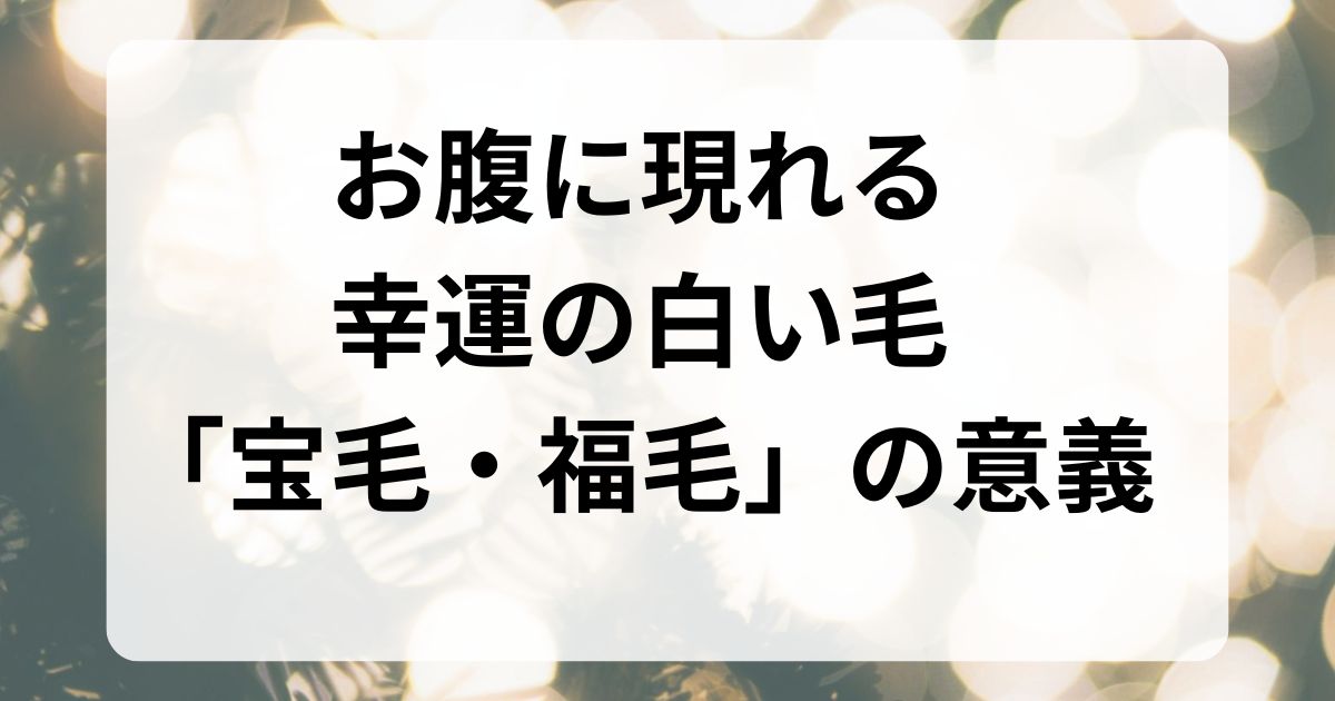 お腹(へそ・脇腹)に現れる幸運の白い毛「宝毛・福毛」の意義 | ハピ楽ライフ